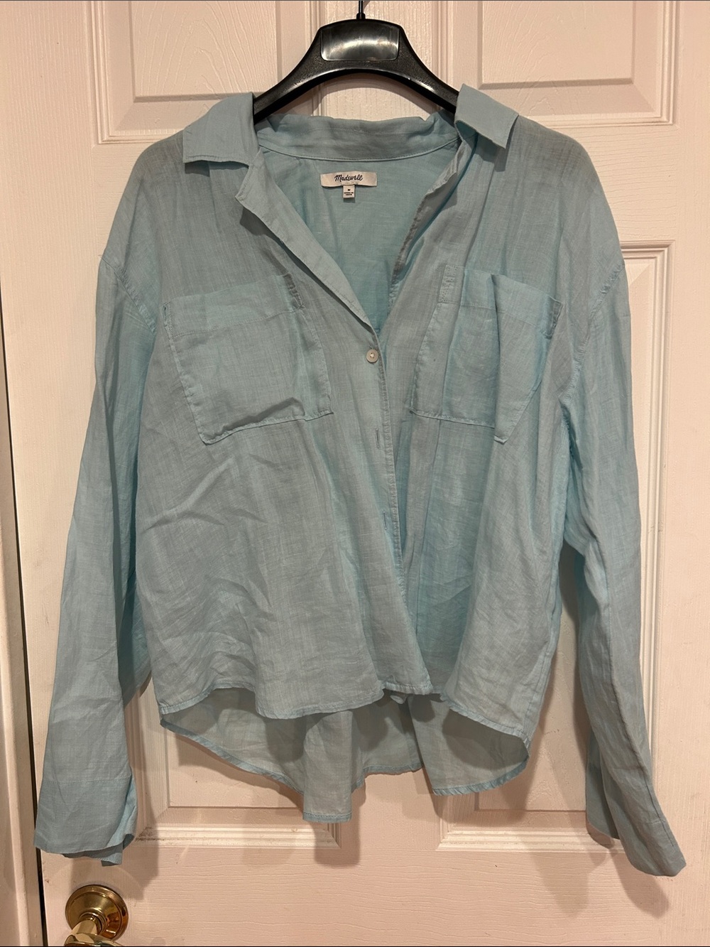 Madewell Pale Blue Linen Button-Front Shirt